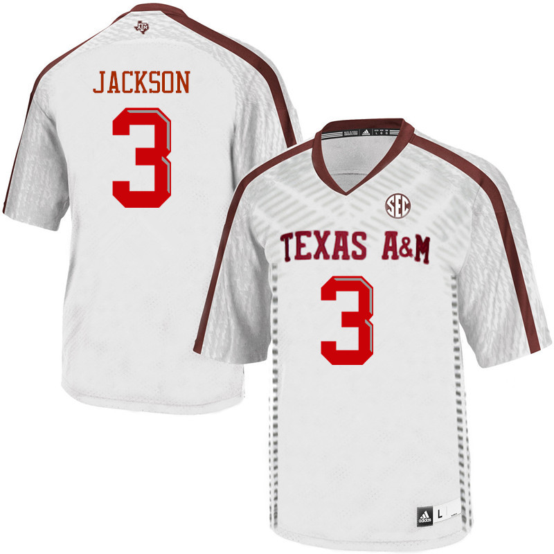 Men #3 Vernon Jackson Texas A&M Aggies College Football Jerseys Sale-White - Click Image to Close
